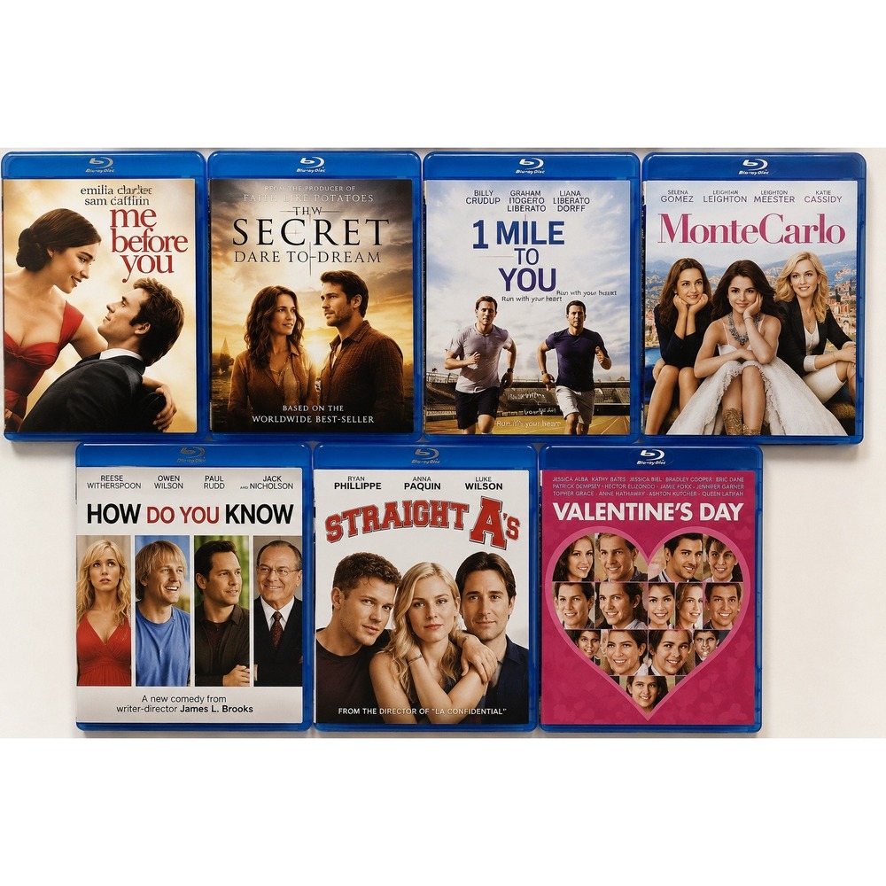 Romance Movie Blu-ray Lot of 7, 4 NEW 2010-2020 Blu-ray PG-13 Romance 3 are open